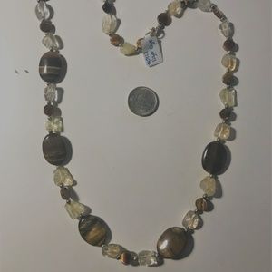 Tiger's Eye and Quartz Necklace. Handmade